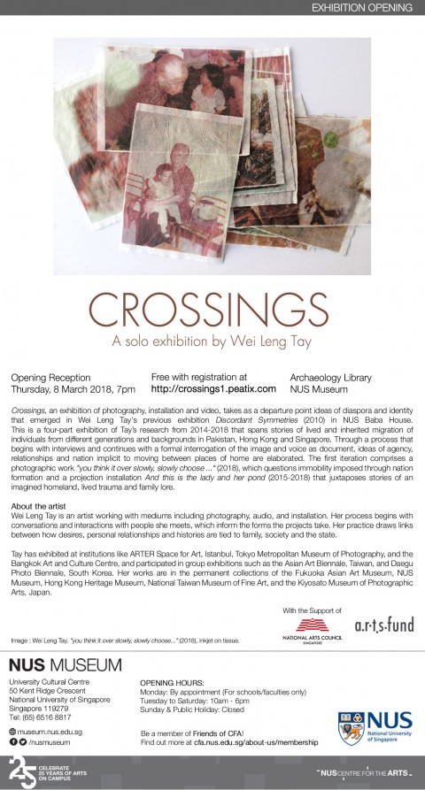 Exhibition Opening - Crossings: A solo exhibition by Wei Leng Tay