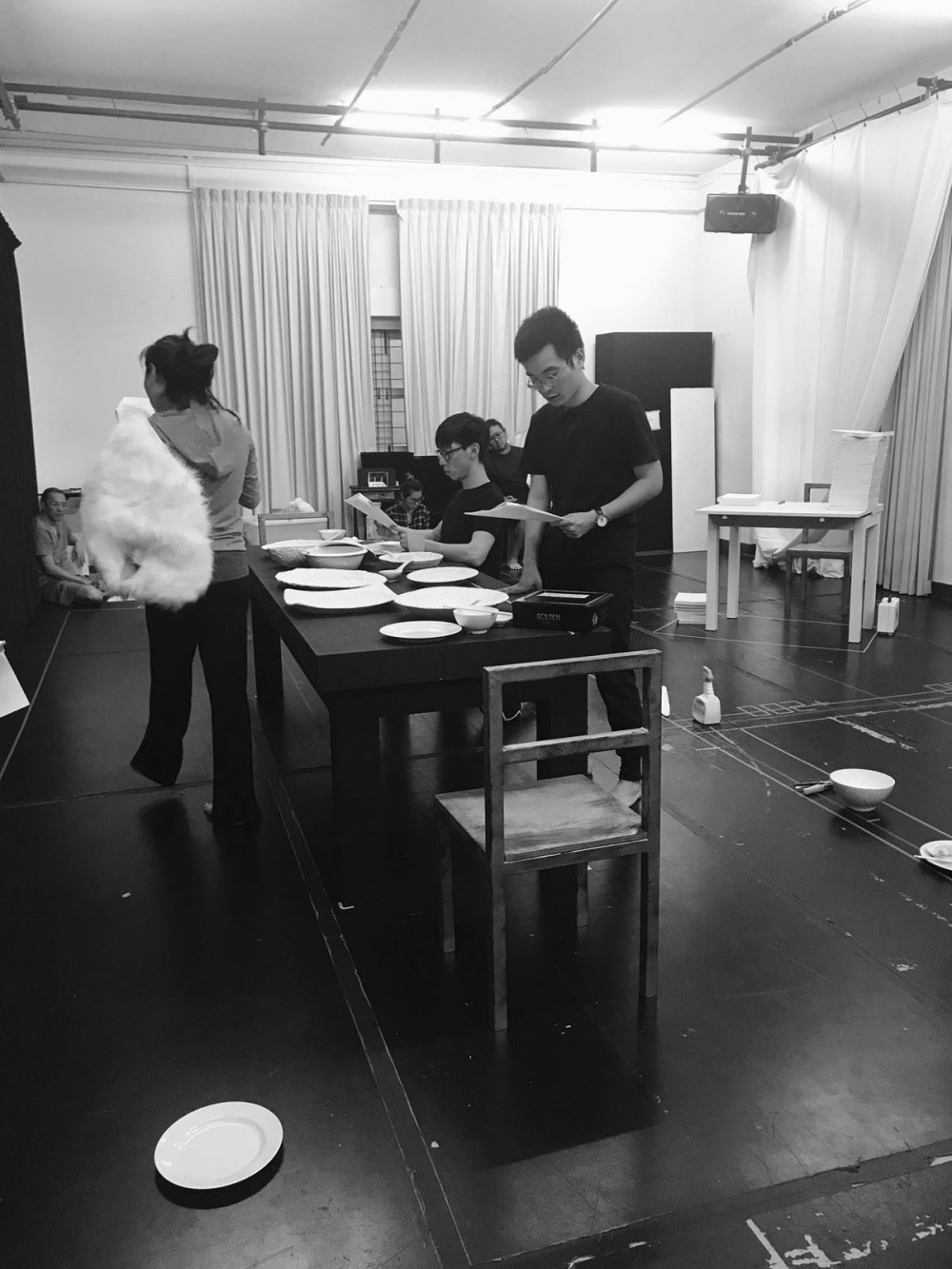 0 in the rehearsal room with oliver chong and the cast of citizen dog 1